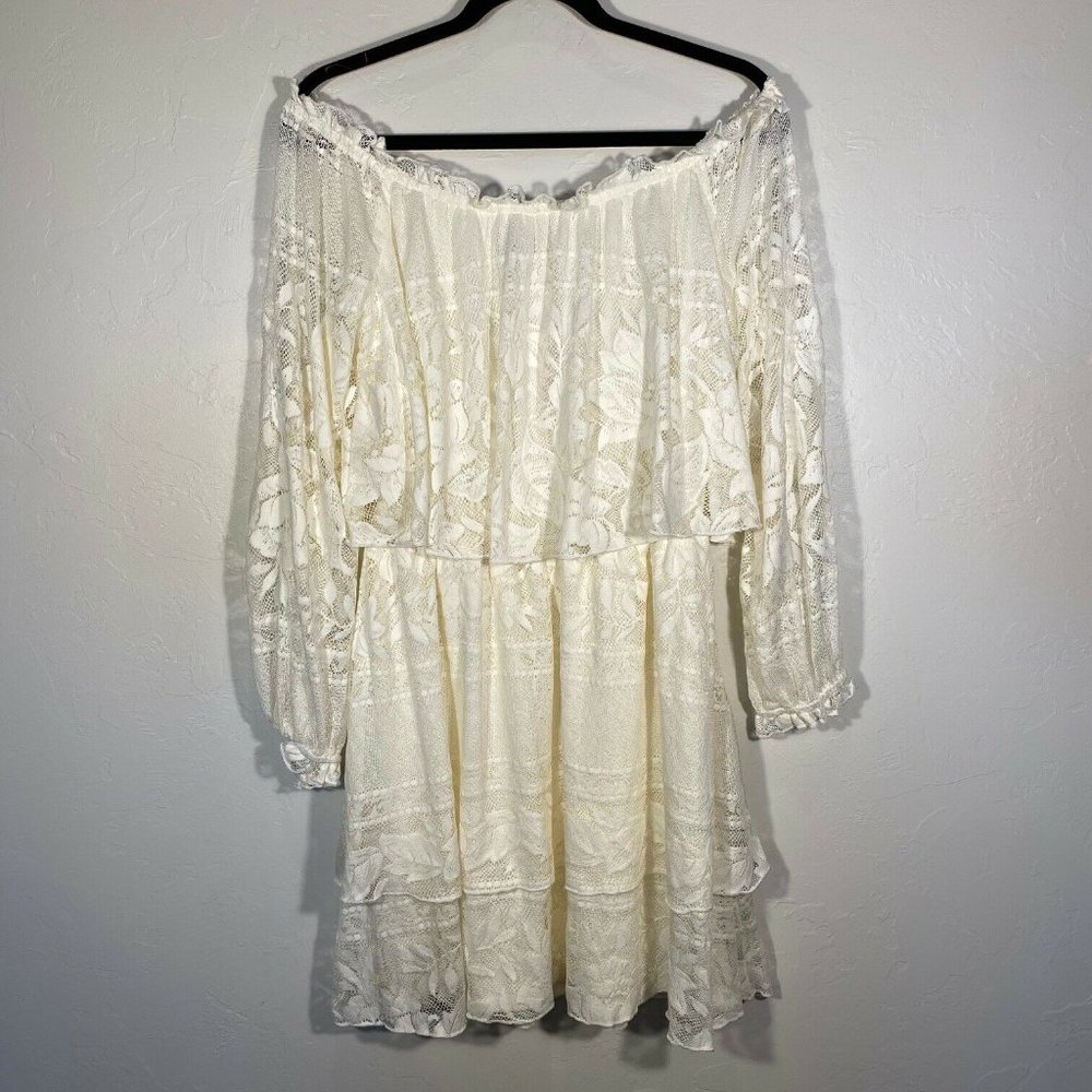 SMYM Ivory Lace Off the Shoulder Long Slv Dress XL